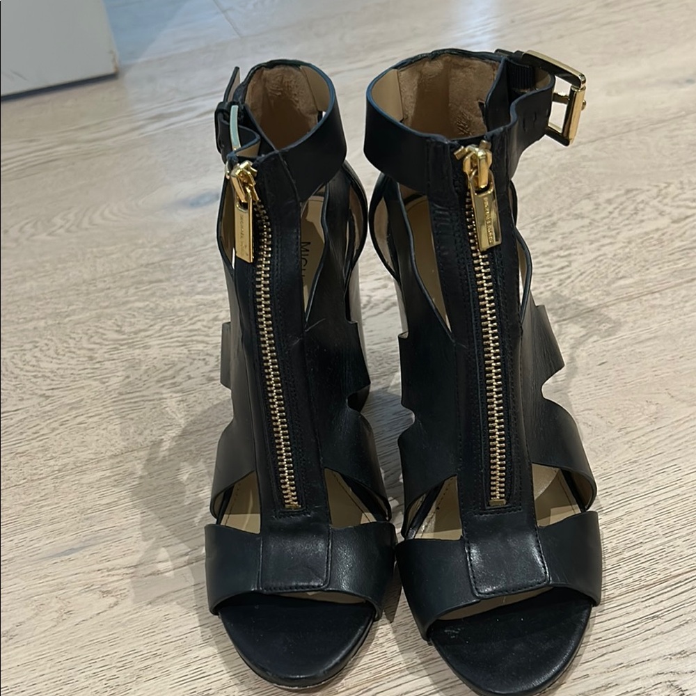 Michael Kors Black Heels with Gold Accents